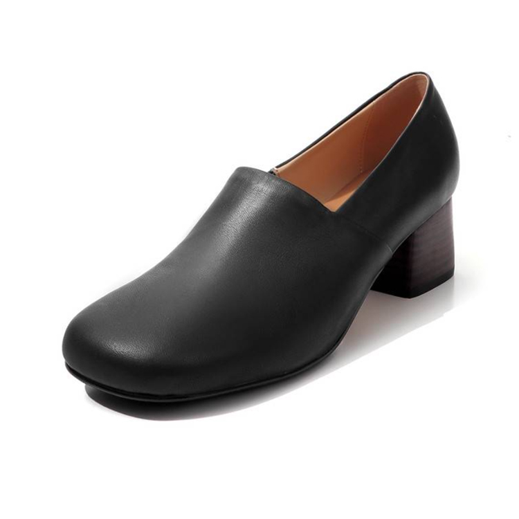 スクエアトゥ チャンキーヒール 深履きパンプス 痛くない 疲れない - Emiwalk