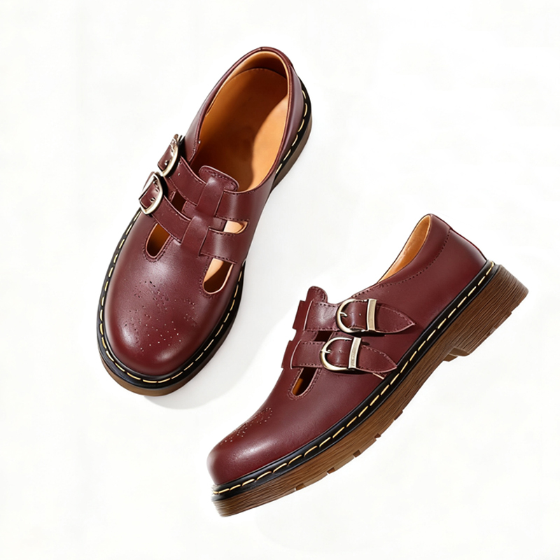 レトロ風ダブルバックルマーチンブーツ｜手作り仕様 - 1010996627 - emiwalk