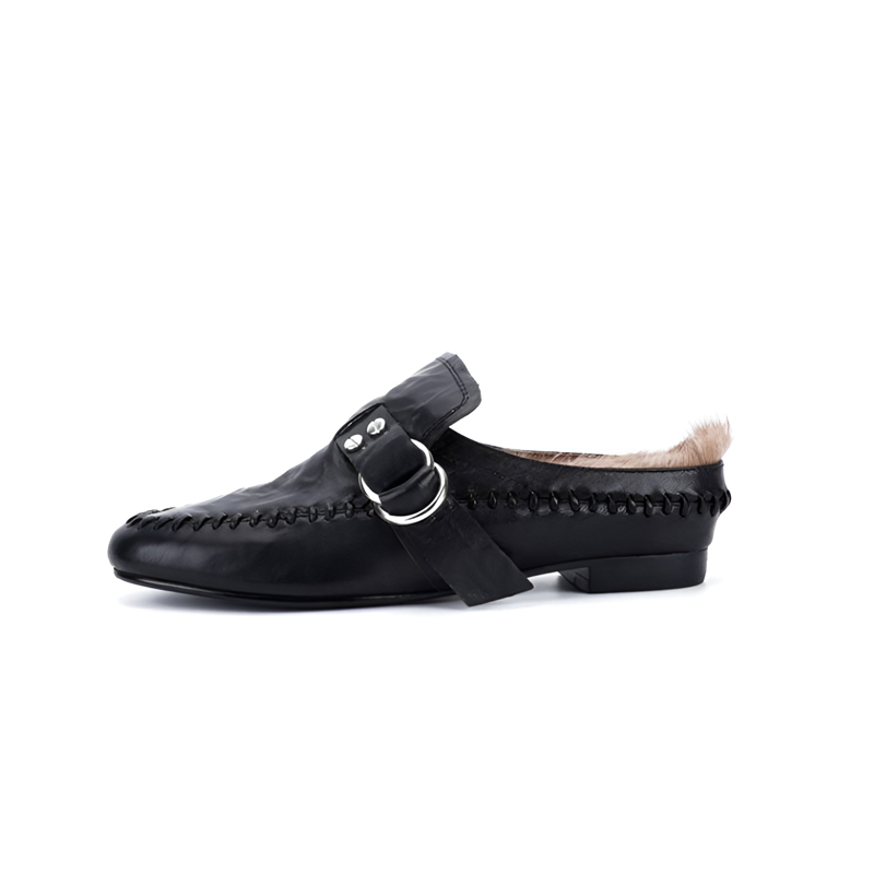 厚底ミュール レディース 毛皮付き 内側起毛 軽量・履きやすい 通勤・お出かけに最適 - 1011164091 - emiwalk