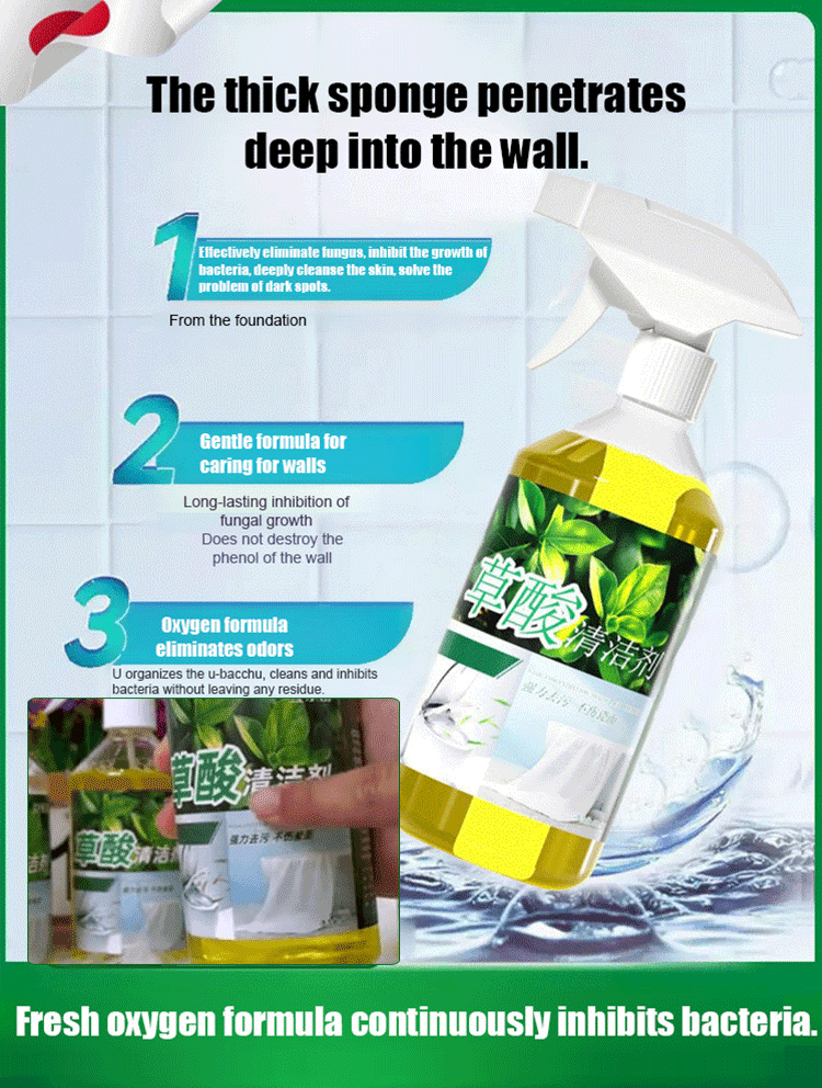 Oxalic acid cleaner for strong decontamination of tiles