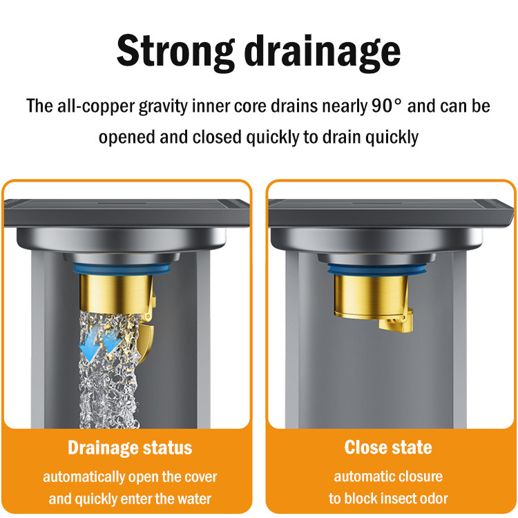Deodorant full copper gravity floor drain