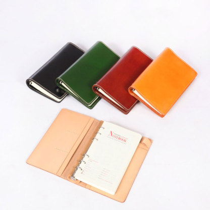 A6 6穴 バインダー 大容量収納 植物鞣し 革カバー ノート