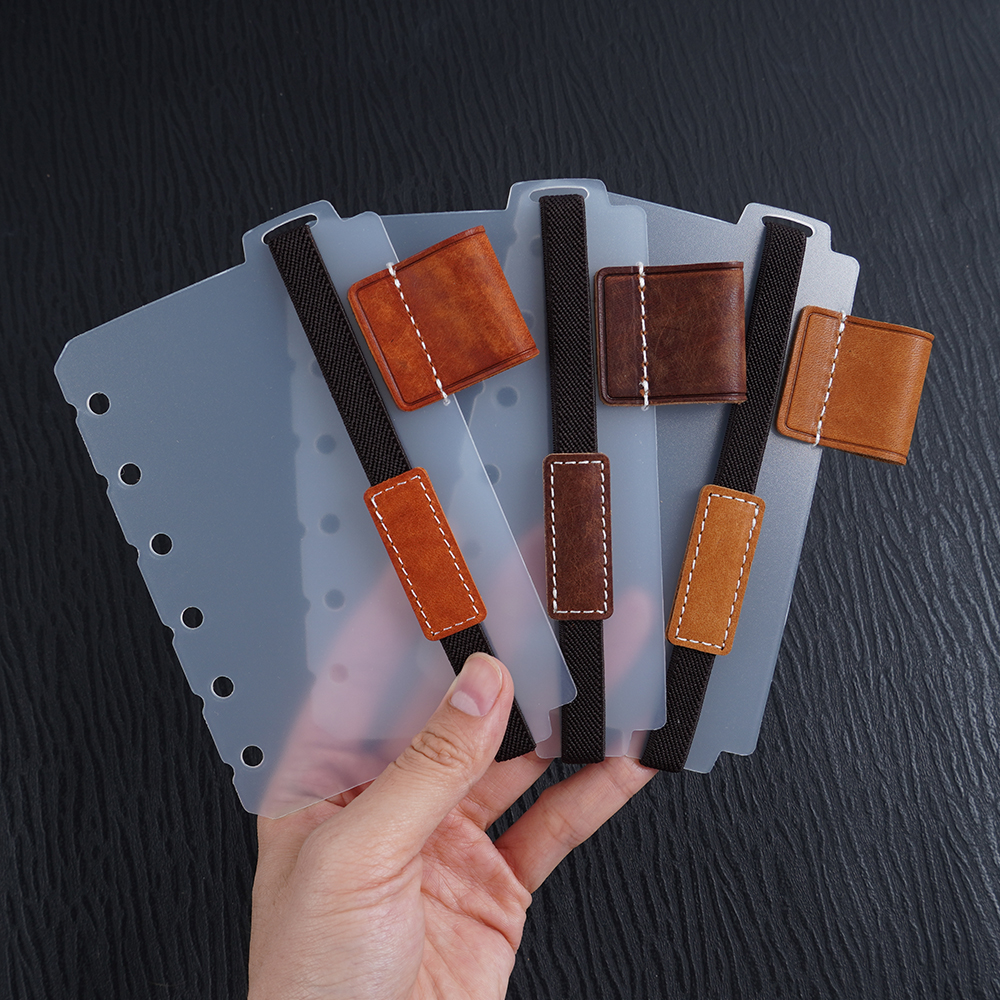 A5 6穴 バインダー用 インデックス シール帳 台紙 ペンホルダー 伸縮バンド