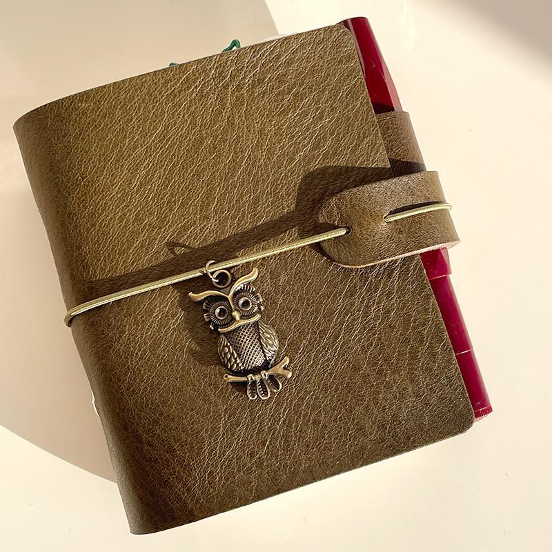 A9 3穴 バインダー 可愛い メモ帳 植物鞣し革 カバー ノート