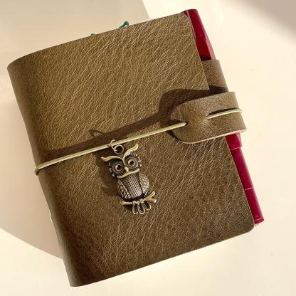 A9 3穴 バインダー 可愛い メモ帳 植物鞣し革 カバー ノート