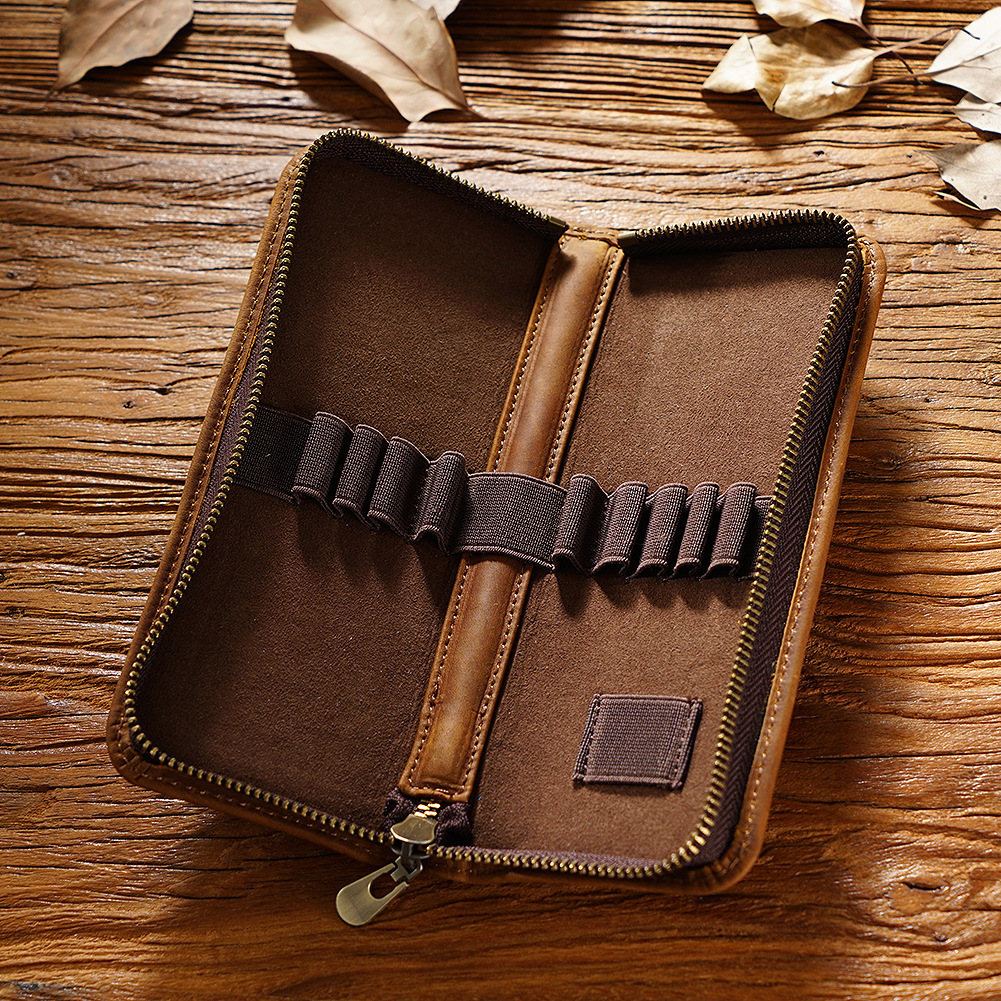 革 ペンケース 10本入れ 