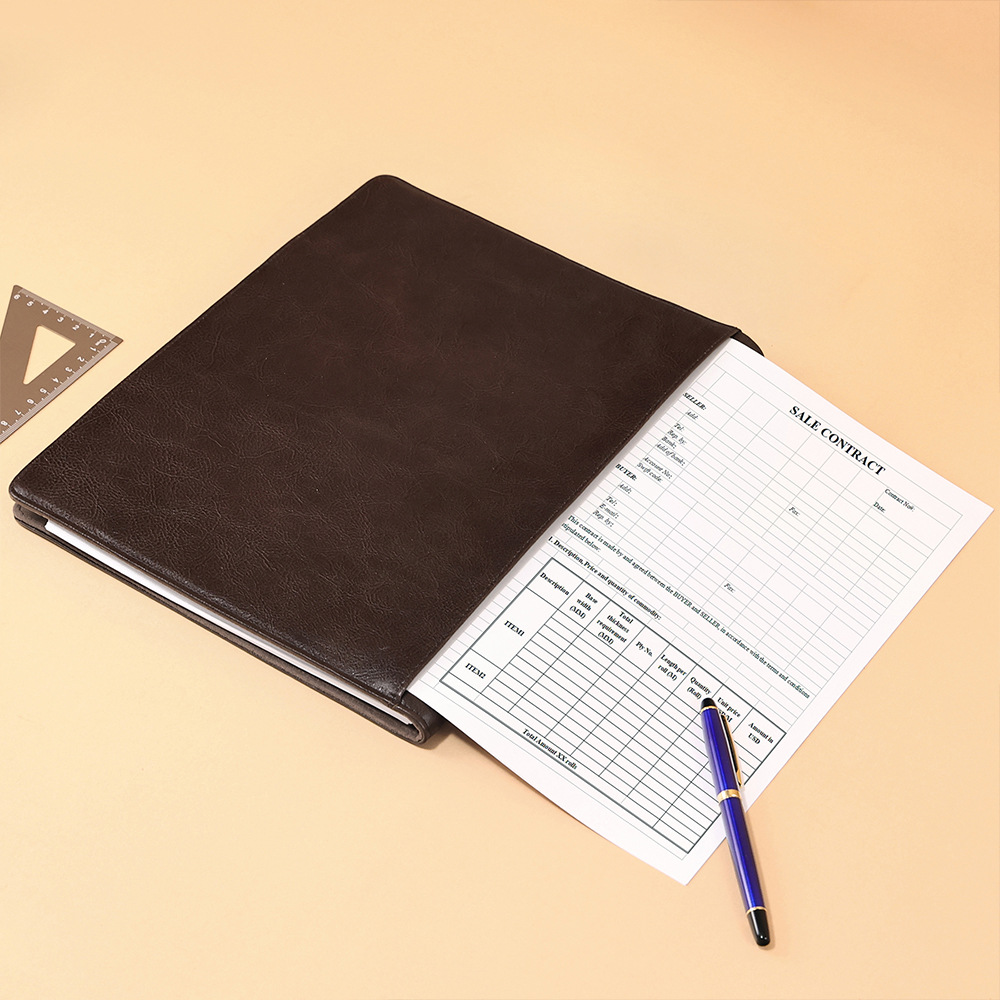 A4 二つ折り クリップボード 革 ファイル バインダー