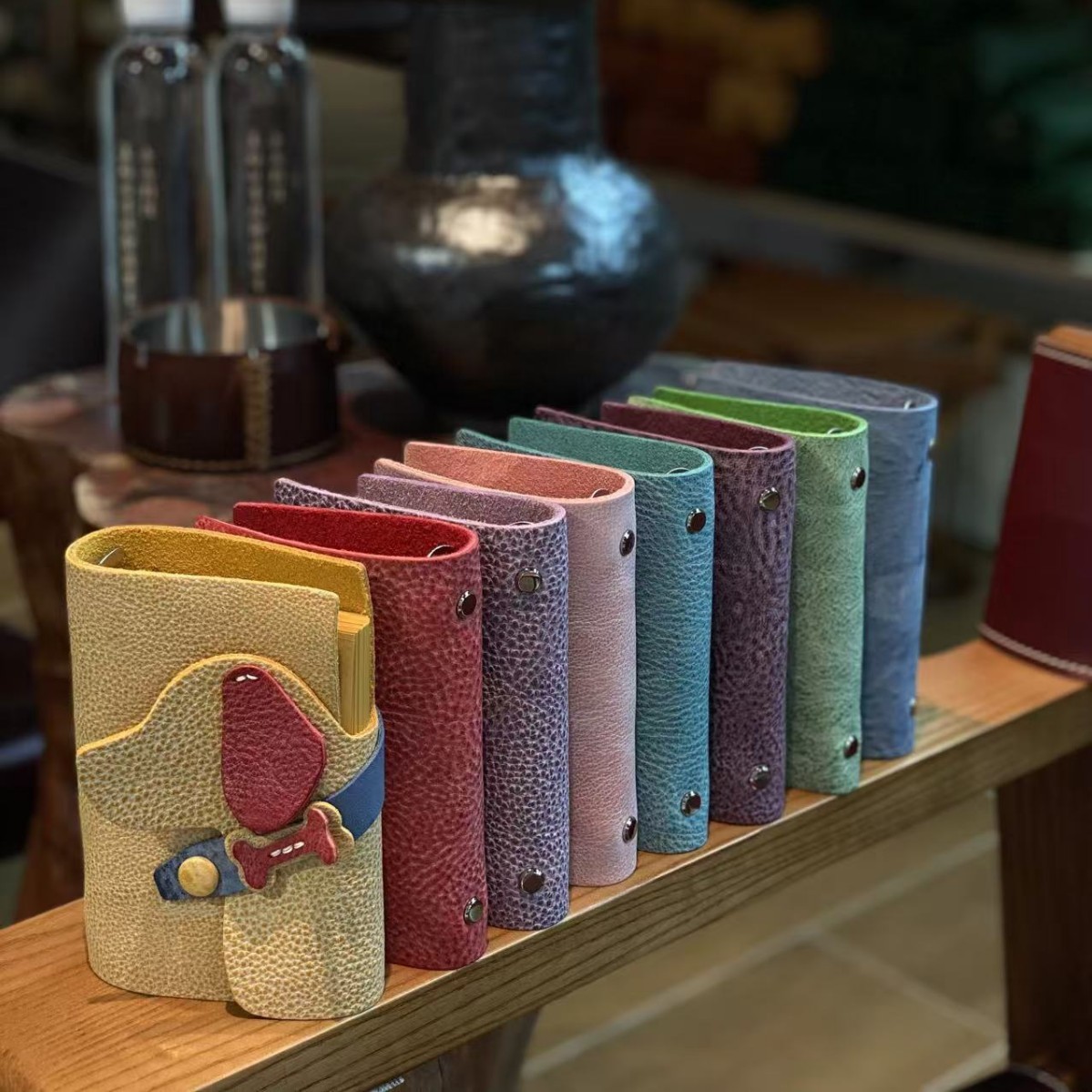 A7 6穴 バインダー 可愛い ワンちゃん 革カバー ノート