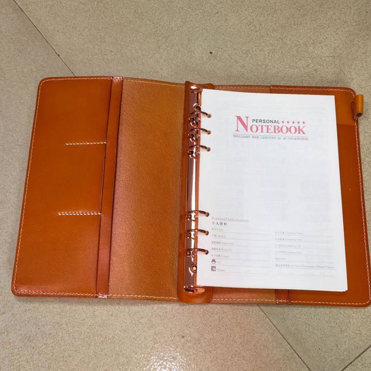 A5 6穴 バインダー 大容量収納 植物鞣し革 カバー ノート