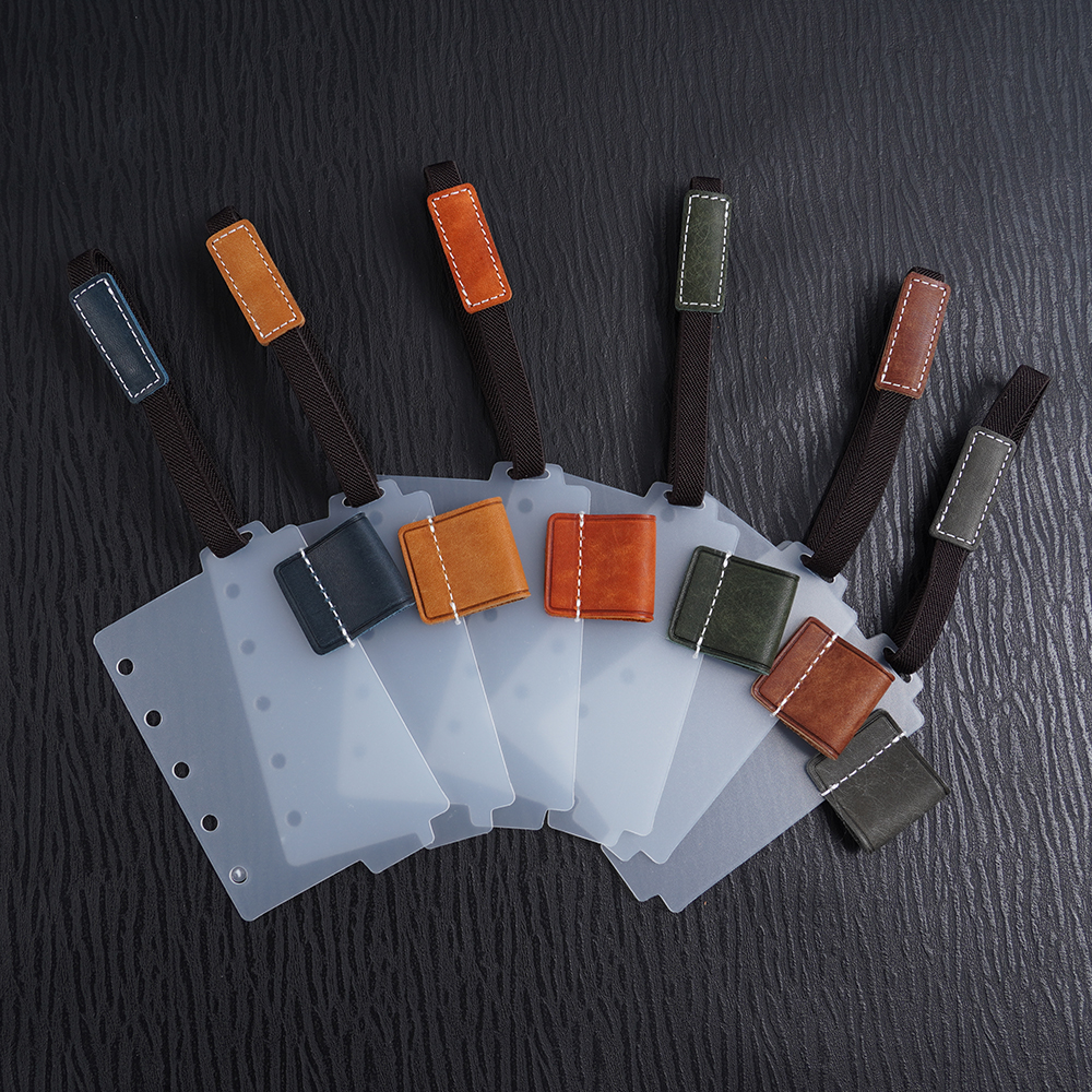 A8 5穴 バインダー用 インデックス シール帳 台紙 ペンホルダー 伸縮バンド