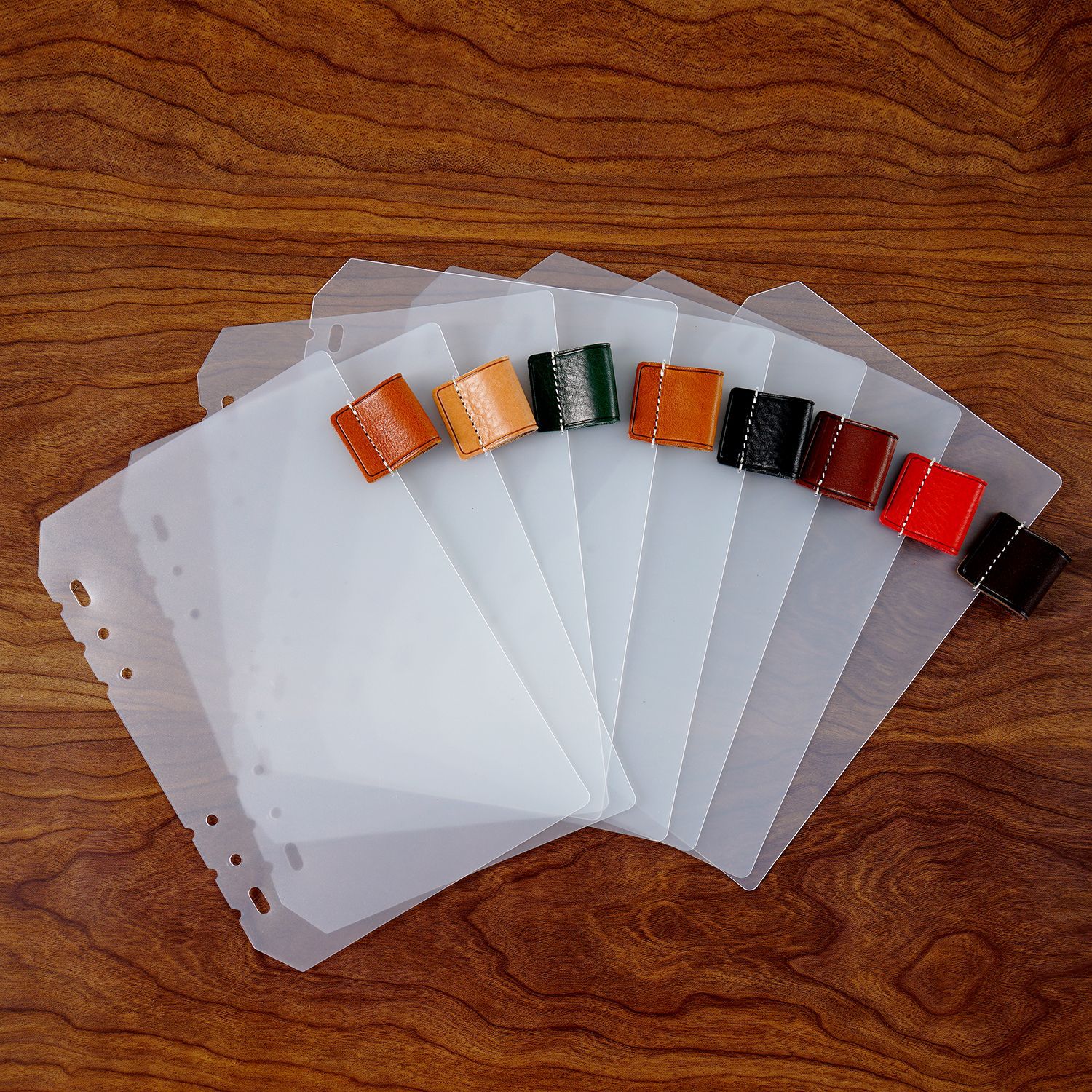 A7 6穴 バインダー用 インデックス 革 ペンホルダー付き