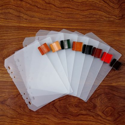 A7 6穴 バインダー用 インデックス 革 ペンホルダー付き