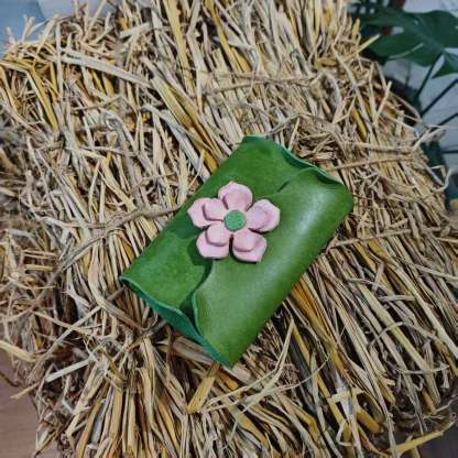 A7 6穴 バインダー 可愛い ピンク 桜 革カバー ノート