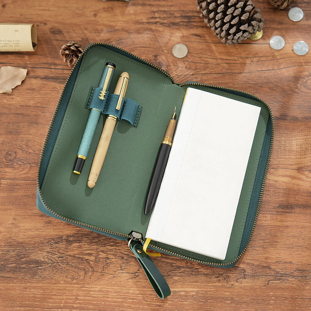 Weeks対応 ファスナー 革カバー 3本差し 多機能 ペンケース