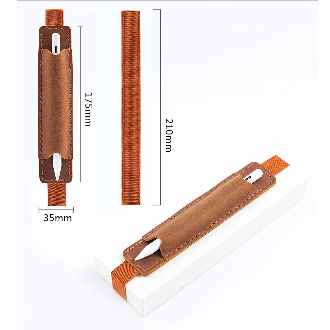 革 手帳用 ペンホルダー ペンケース バンド付き