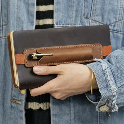 革 手帳用 ペンホルダー ペンケース バンド付き