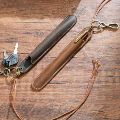 革 ペンホルダー 首掛け 一本差し ペンケース