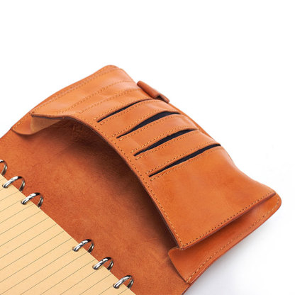 A6 6穴 バインダー 大容量収納 植物鞣し革 カバー ノート