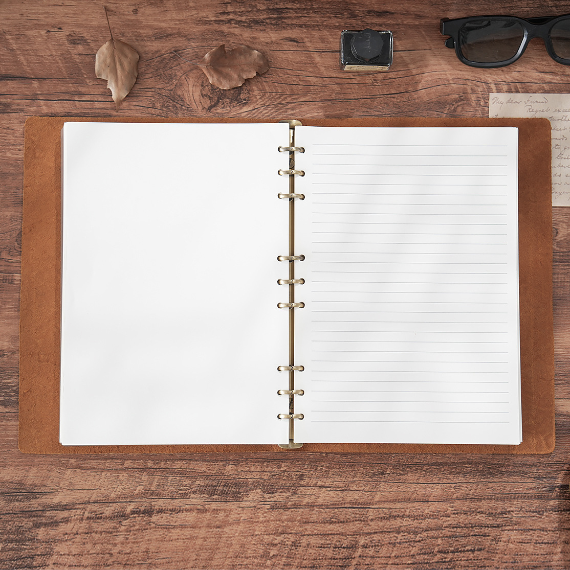 B5 9穴 バインダー 革カバー ノート ボタン閉め