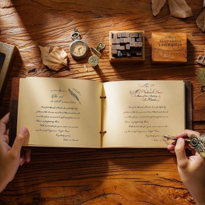 手縫い システム手帳 A5 横長 革カバー ノート