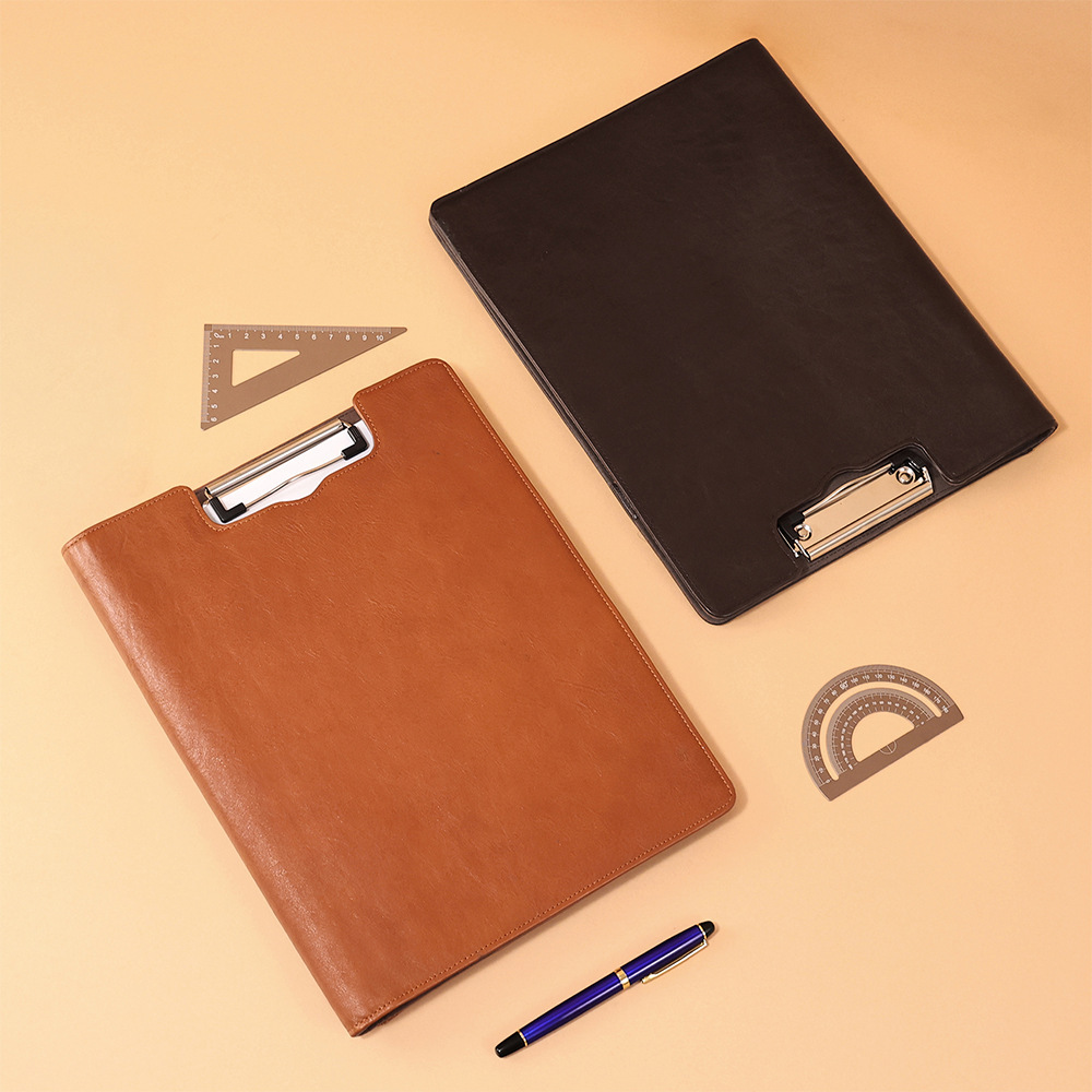 A4 二つ折り クリップボード 革 ファイル バインダー