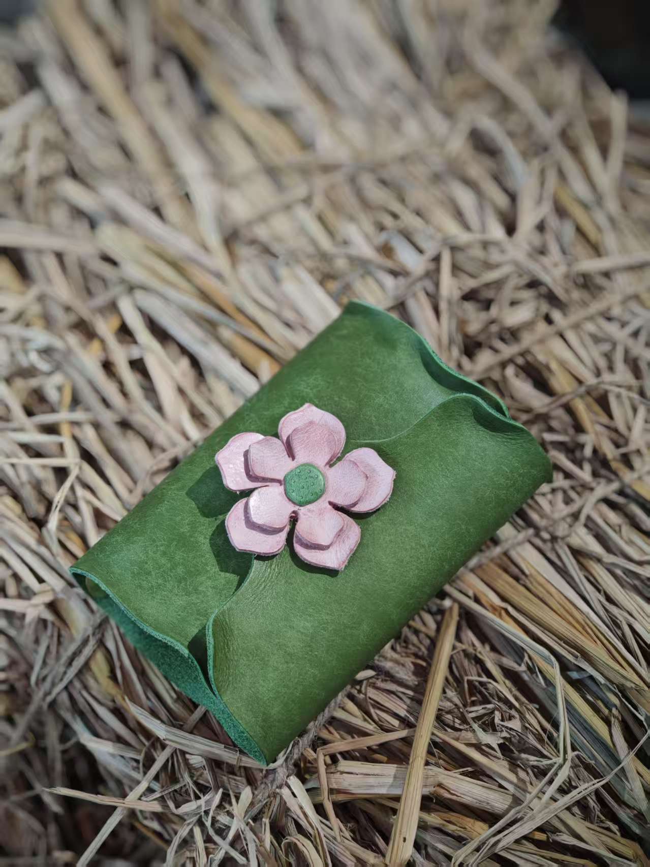 A7 6穴 バインダー 可愛い ピンク 桜 革カバー ノート