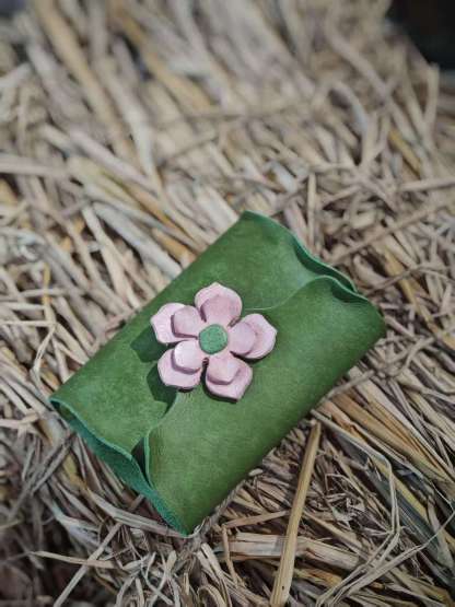 A7 6穴 バインダー 可愛い ピンク 桜 革カバー ノート