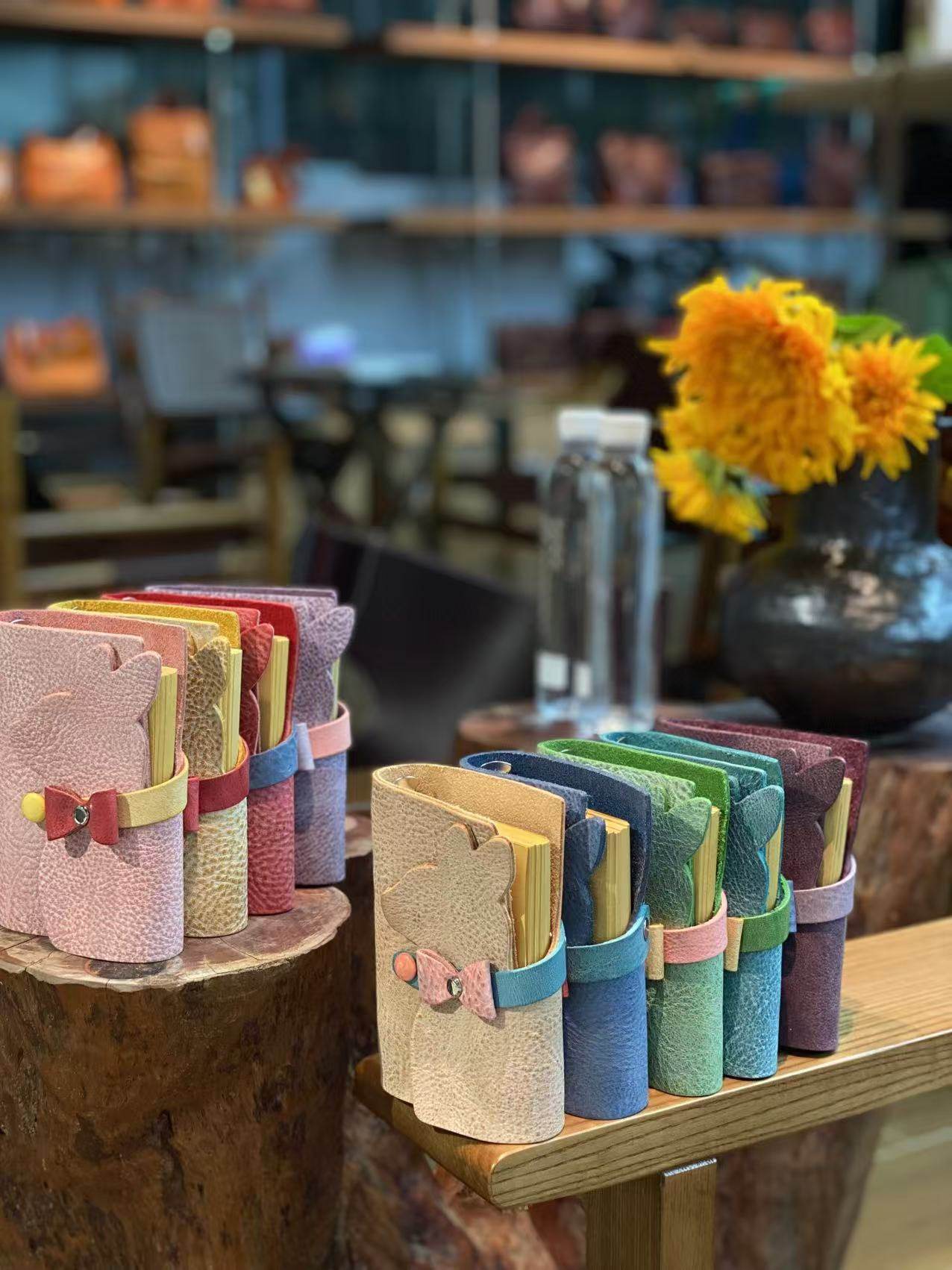 A7 6穴 バインダー ウサギ 革カバー ノート