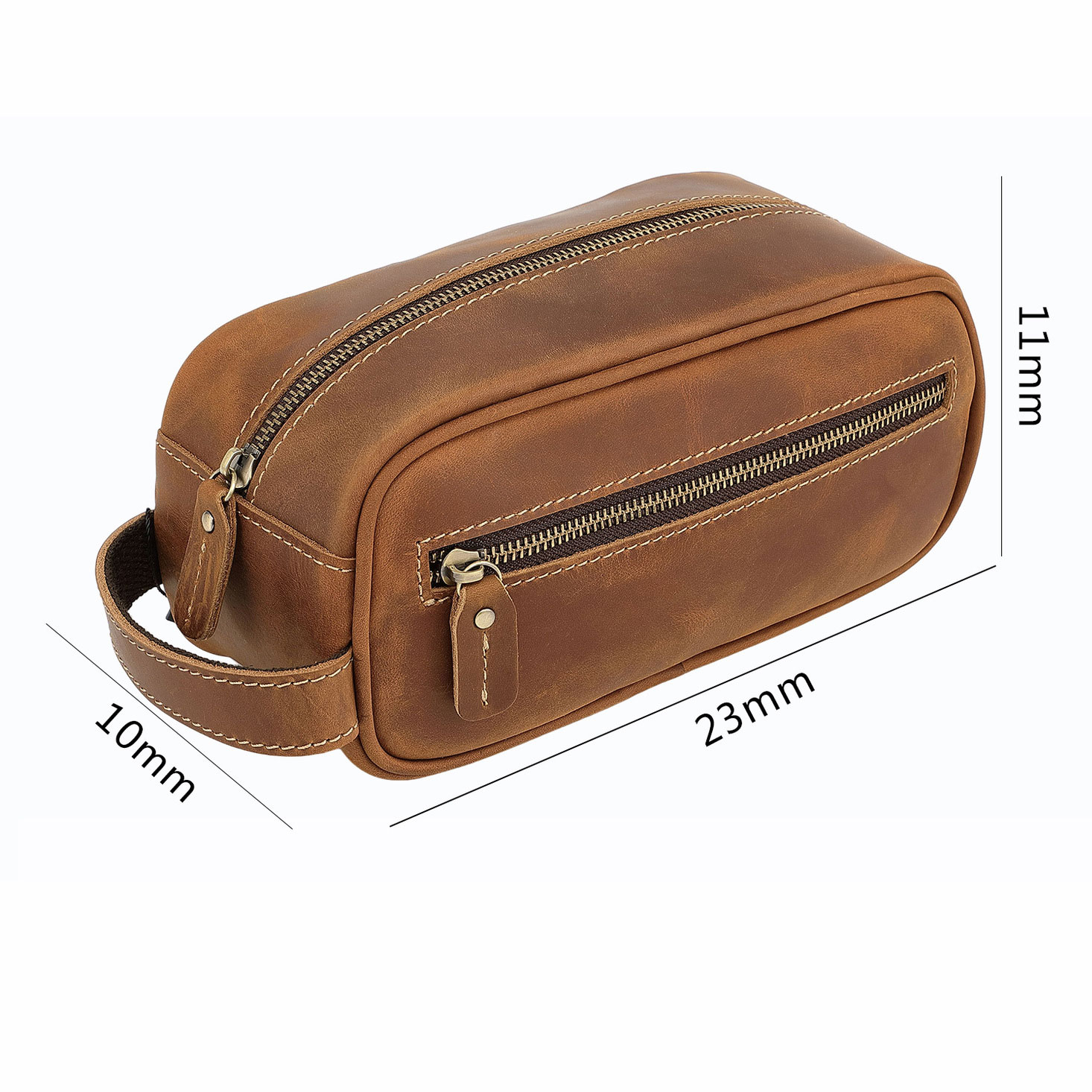 ハンドル付き 超大容量 ファスナー 革 ペンケース