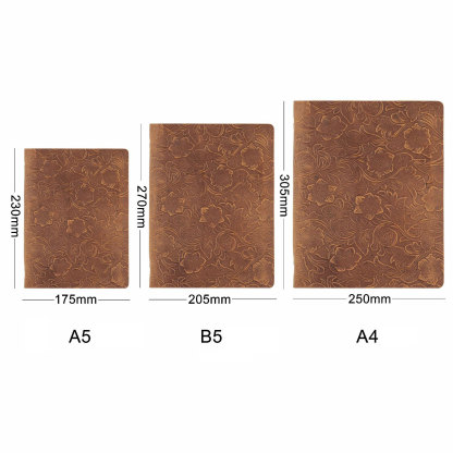 A5 9穴 バインダー 唐草 彫刻 革カバー ノート