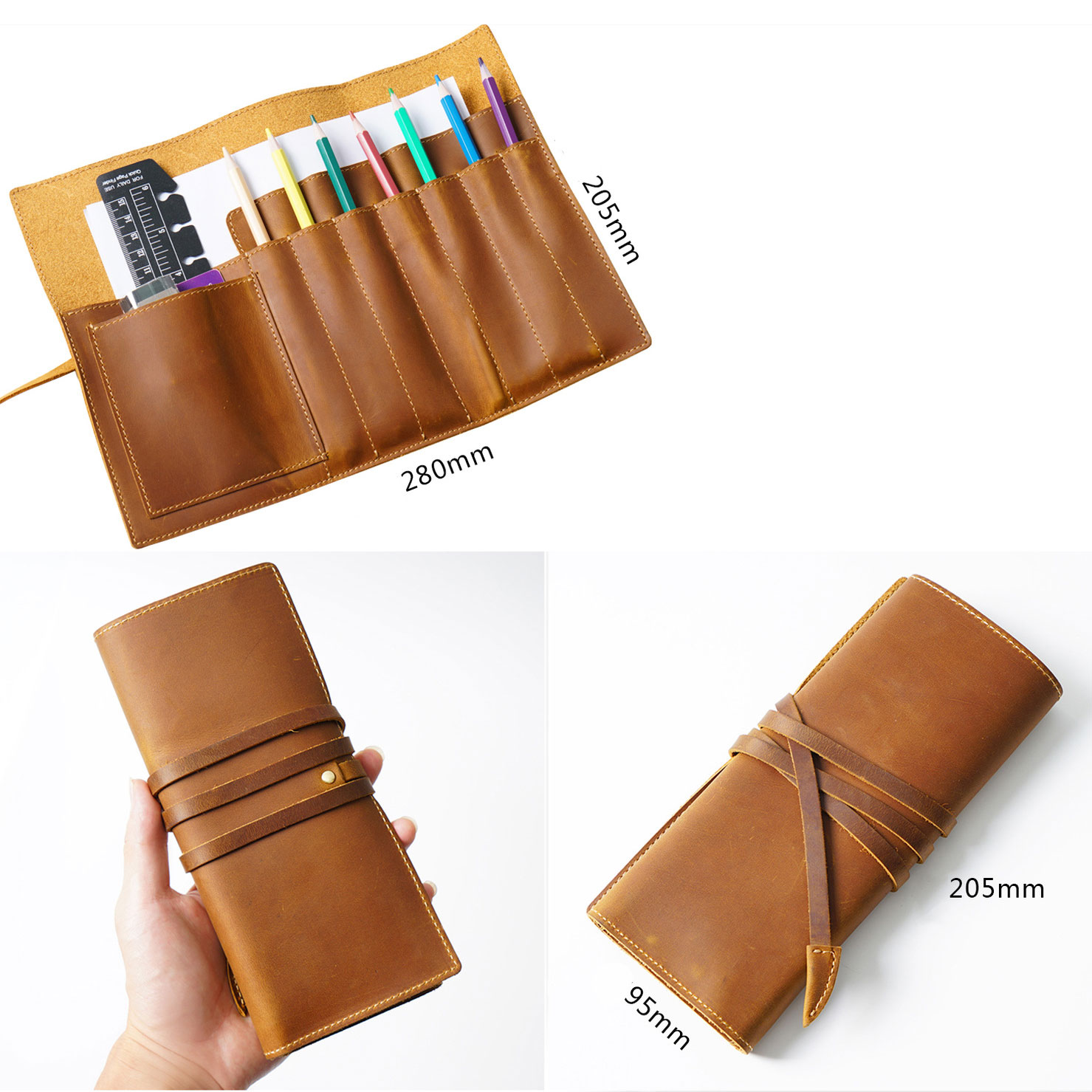 ルポペンケース 大容量 革 筆箱 小物収納