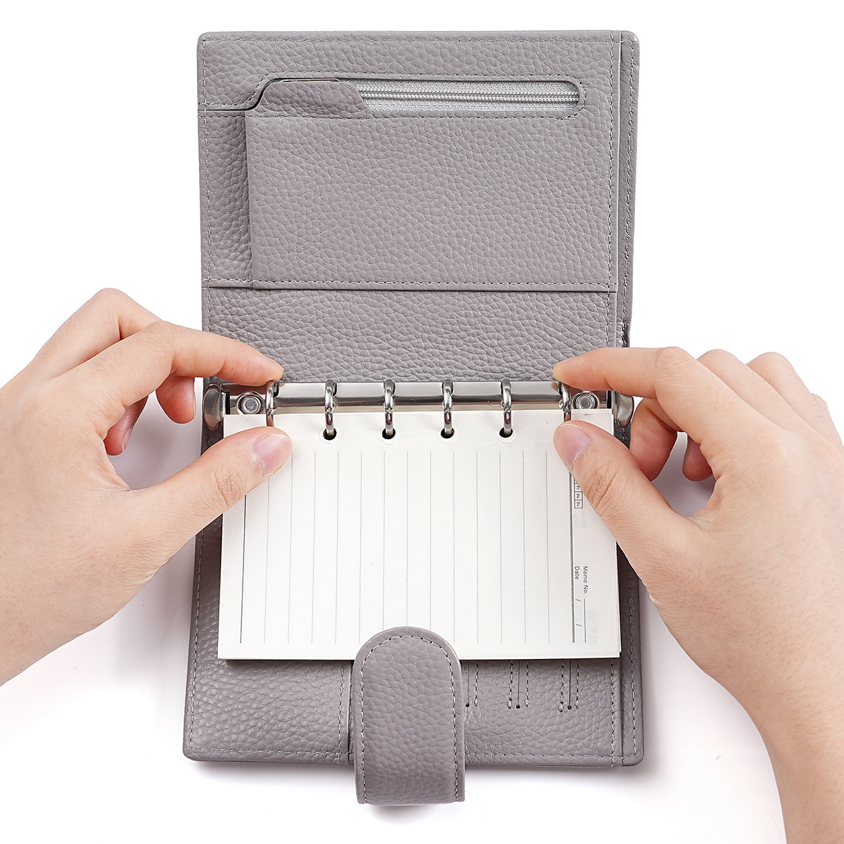 A7 財布式 6穴 バインダー 大容量収納 革カバー ノート
