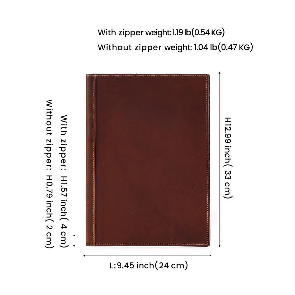 A4 クリップボード ファスナー付き 12.9インチiPad対応 革 ファイル バインダー