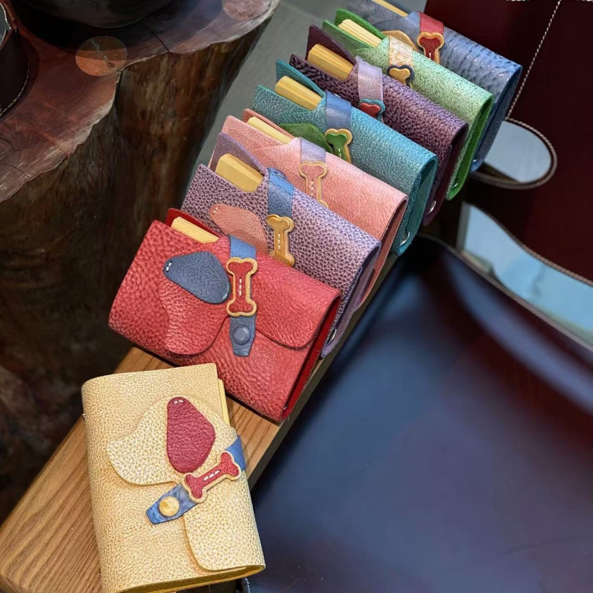 A7 6穴 バインダー 可愛い ワンちゃん 革カバー ノート