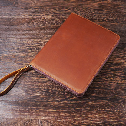 A5 革 ノート カバー 5本差し 多機能 ファスナー ペンケース