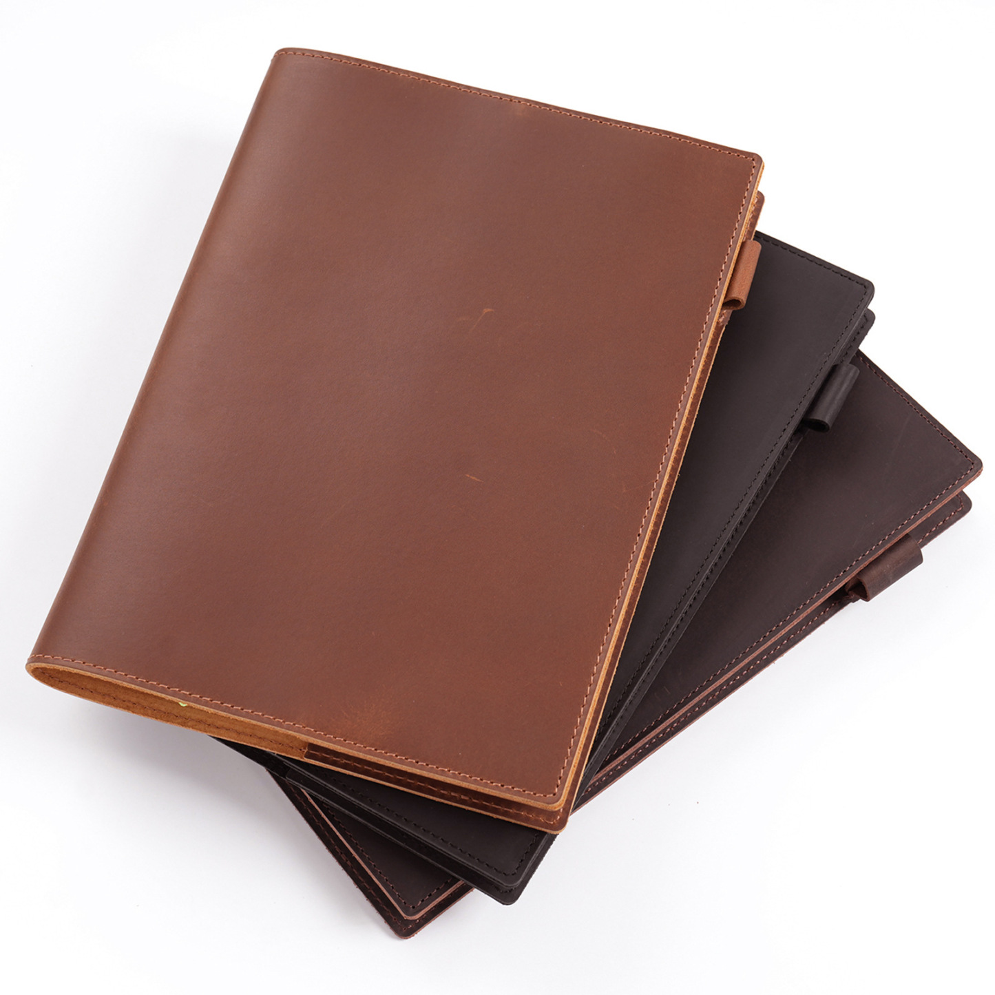 B5 水牛革 シンプル ノート カバー ペンホルダー カードホルダー付き