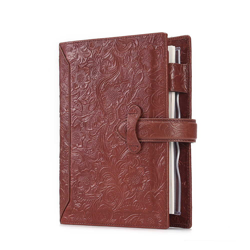 A5 6穴 バインダー 唐草 革カバー ノート セット