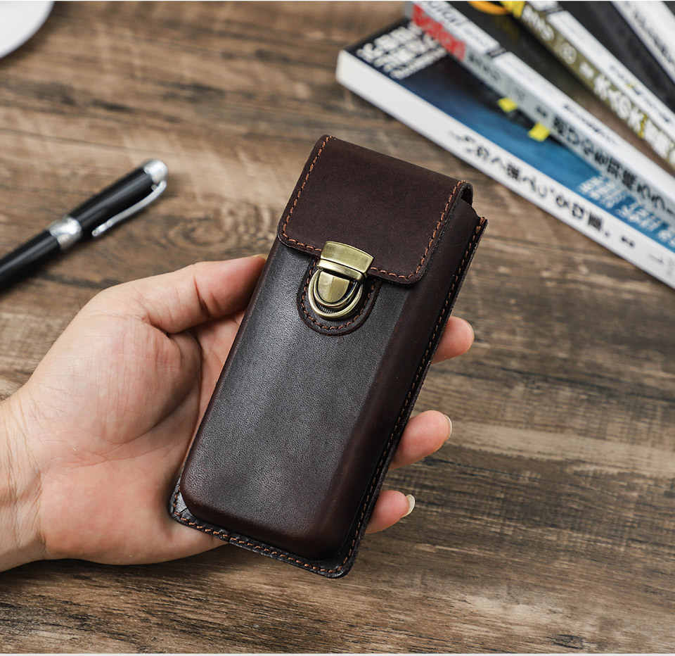 革 ペンケース 3本入れ 硬い筆箱 万年筆収納 スナップ閉め