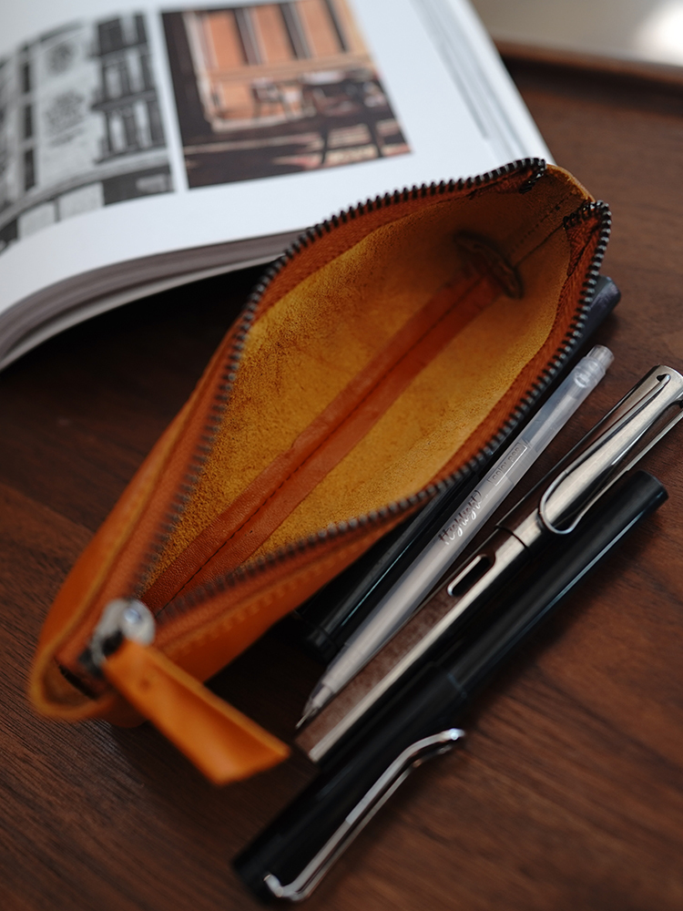 植物鞣し革 ファスナー ペンケース 筆箱