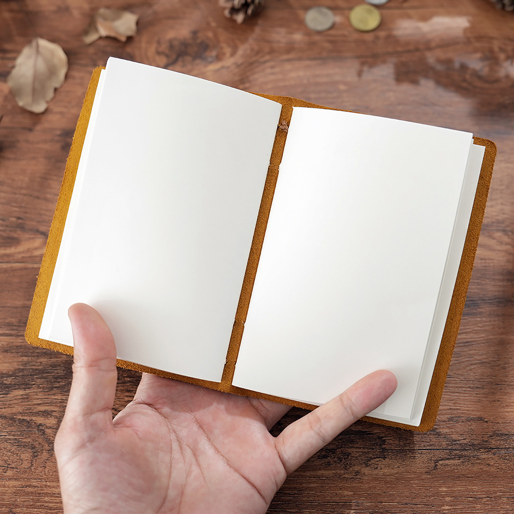 A6 文庫本 唐草模様 革カバー ノート 手縫い システム手帳