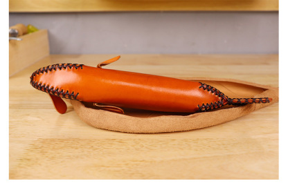 植物鞣し革 ペンケース 面白い 魚 ファスナー筆箱