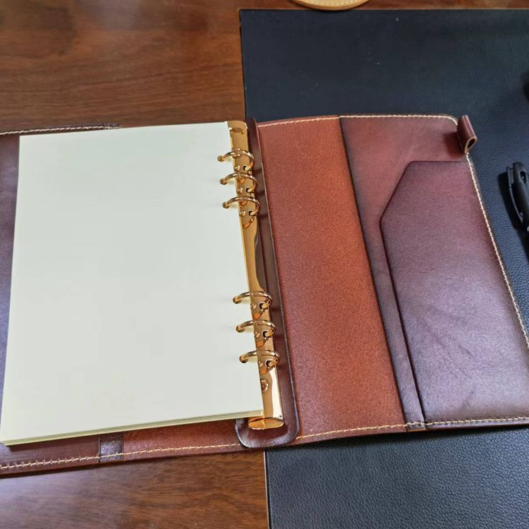A5 6穴 バインダー 大容量収納 植物鞣し革 カバー ノート