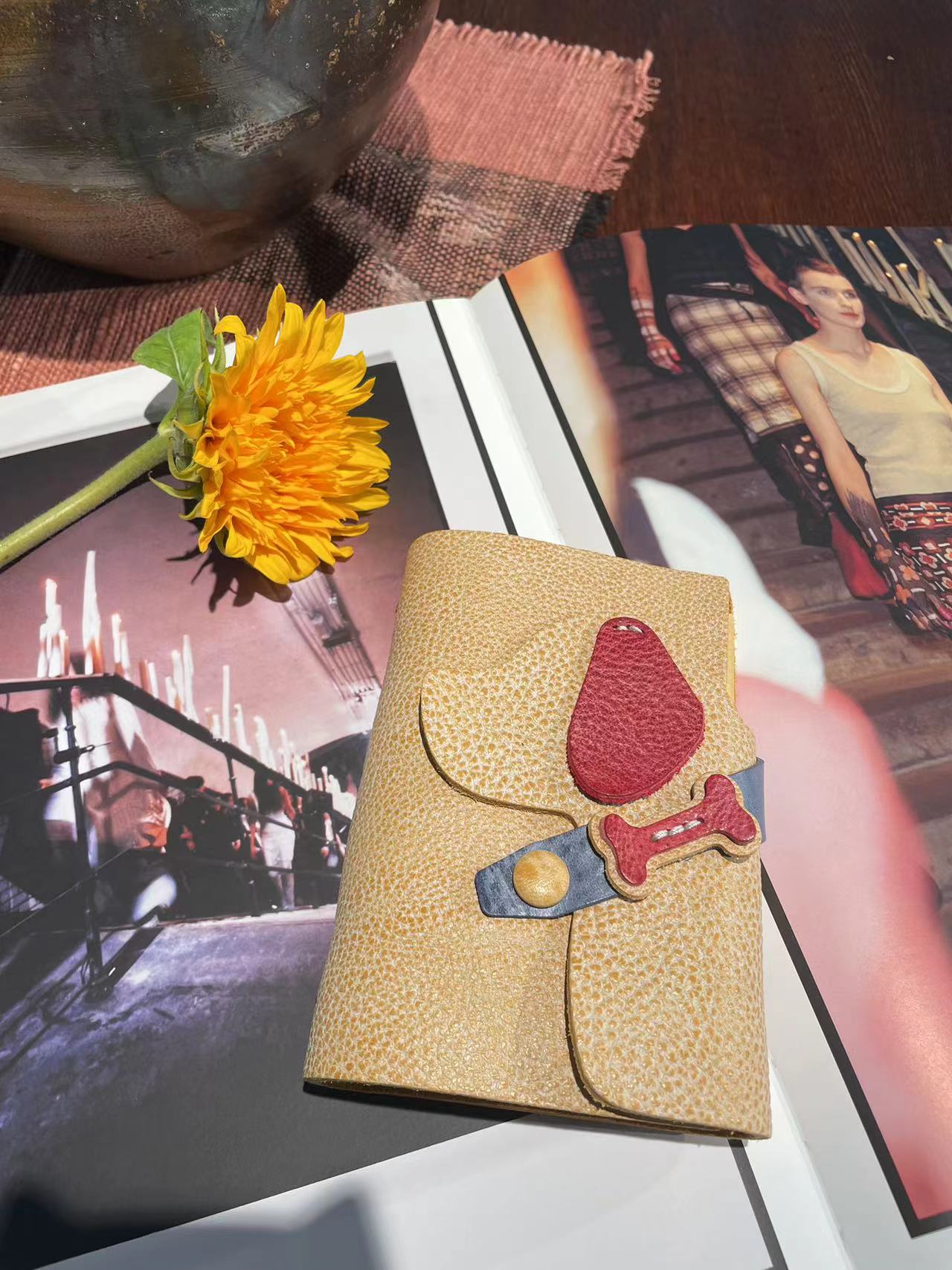 A7 6穴 バインダー 可愛い ワンちゃん 革カバー ノート