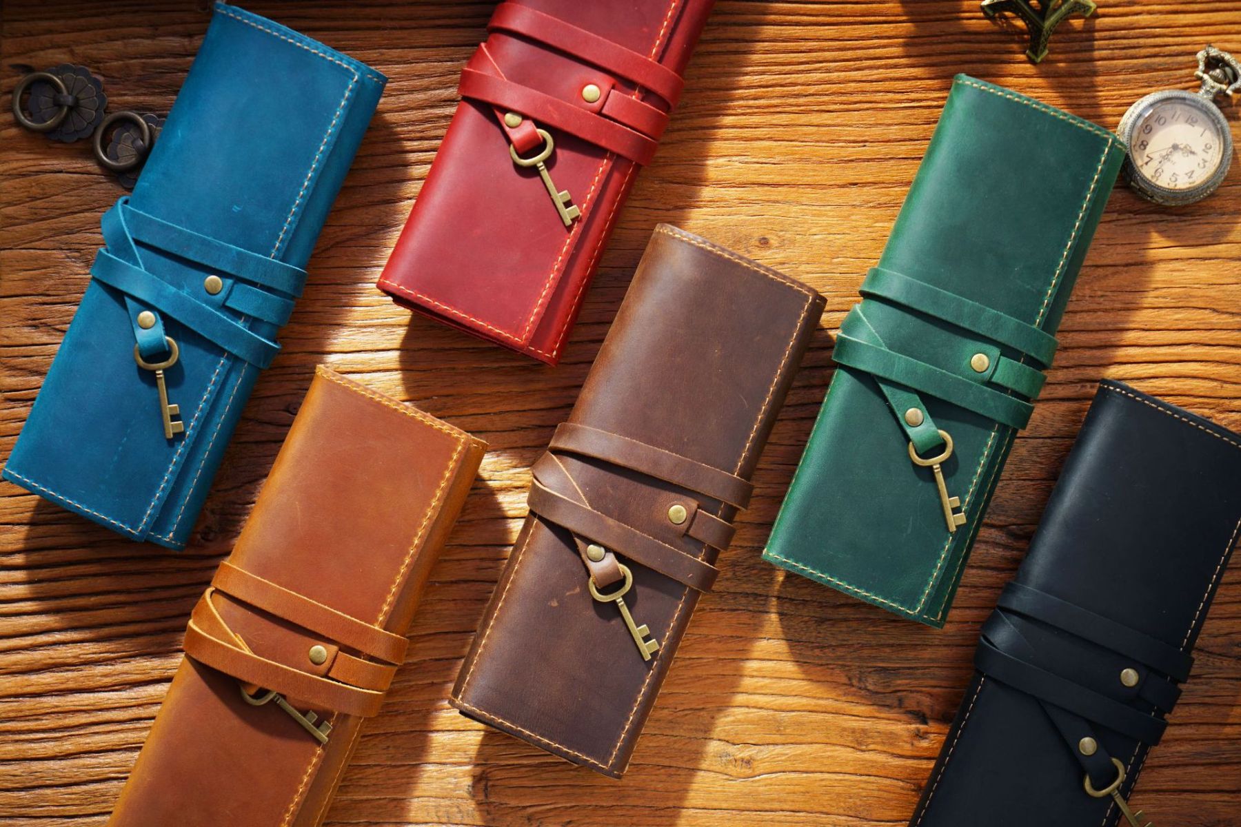 大容量 革 ルポペンケース レトロ キーチャーム