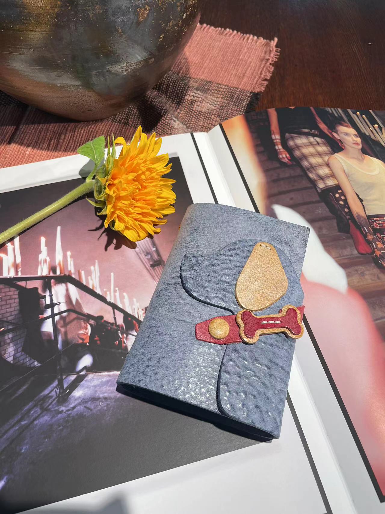 A7 6穴 バインダー 可愛い ワンちゃん 革カバー ノート