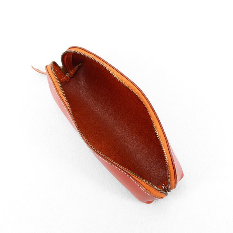 植物鞣し革 三角ペンケース 大容量 ファスナー筆箱