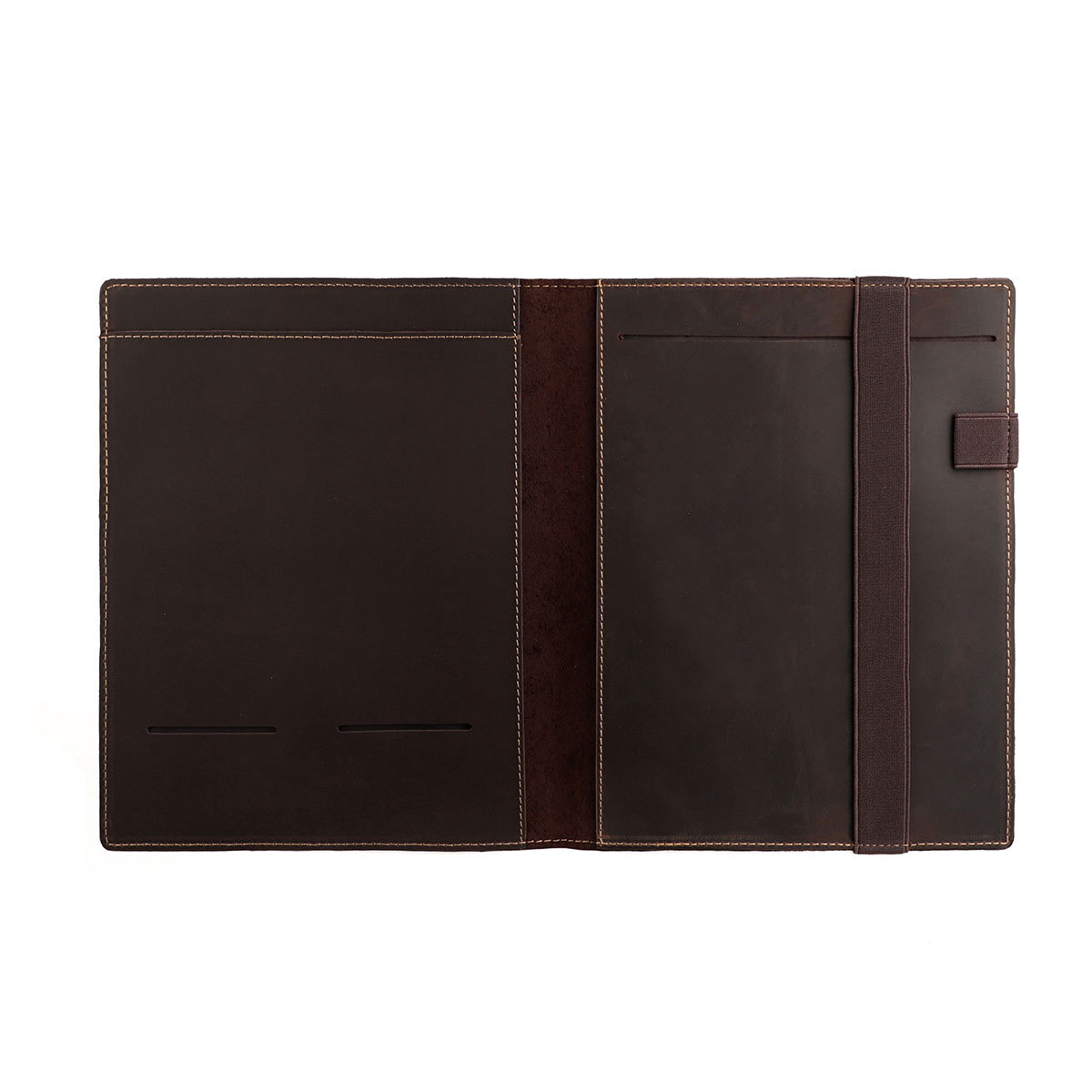 B5 革 ノート カバー ペンホルダー 大容量収納 10.5/11 インチ iPad Pro対応 ポケット カードホルダー付き