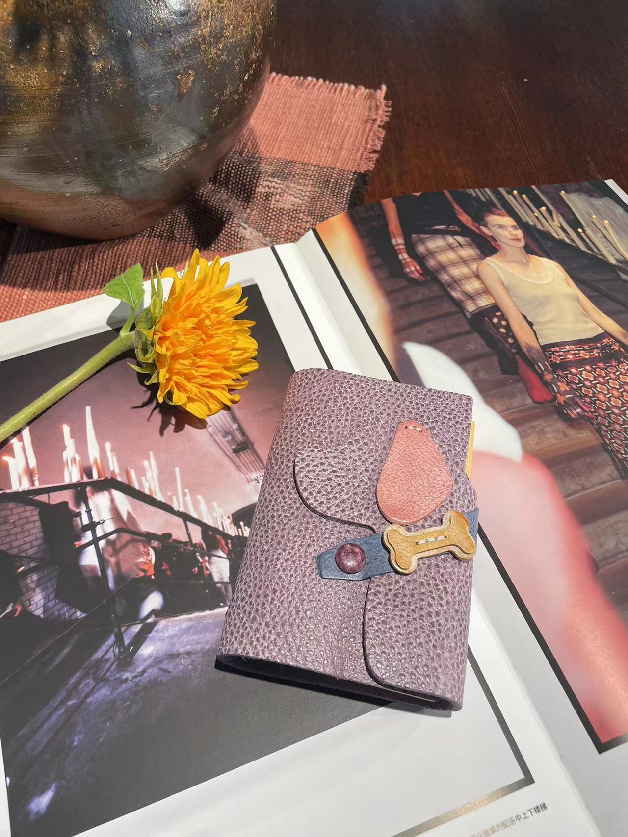 A7 6穴 バインダー 可愛い ワンちゃん 革カバー ノート