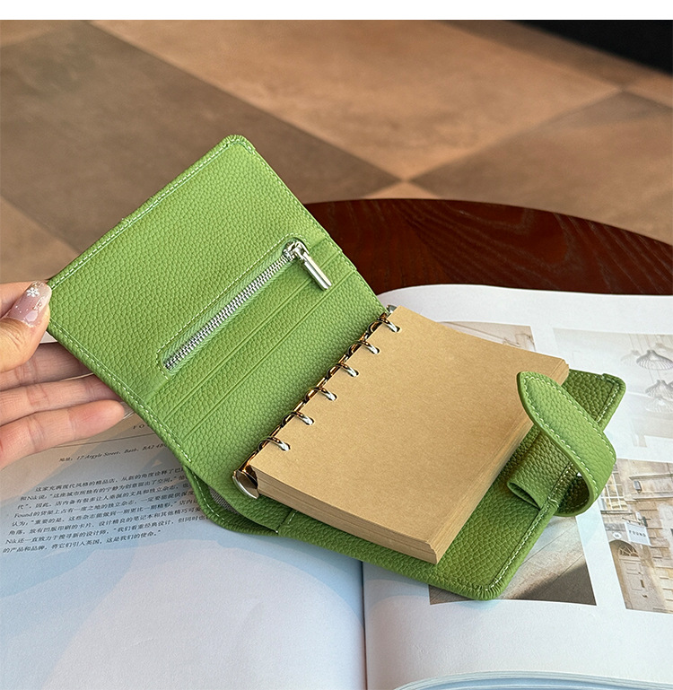 Ｍ5 5穴 バインダー 大容量収納 財布式 本革 カバー ノート