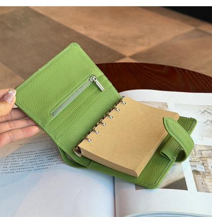 Ｍ5 5穴 バインダー 大容量収納 財布式 本革 カバー ノート